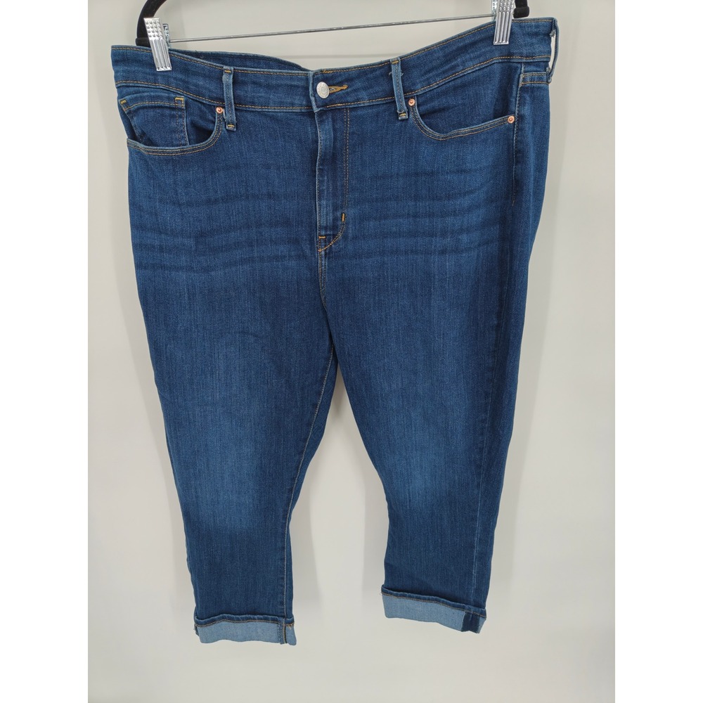 Signature by Levi Strauss & Co Womens Mid-Rise Capri Jeans Dark Wash Size 18 W34